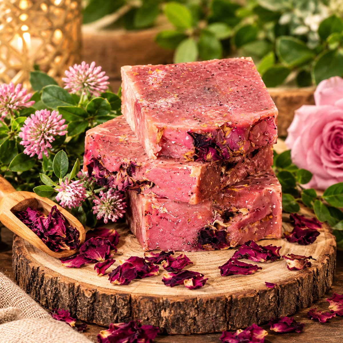 Rose Beauty Soap🌹 (Pink Clay & Rhubarb)